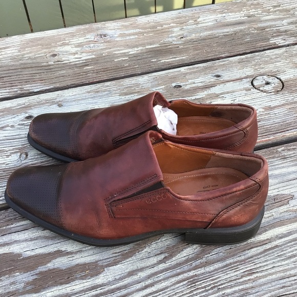 Ecco Men's Brown Leather Slip-On Loafers Size 44 - Picture 5 of 11
